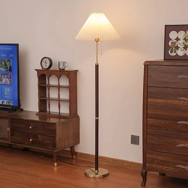 Mid-Century Pleated Floor Lamp - Retro Luxe Lighting for Living Room Sofa/Bedside & Creative Minimalist Spaces