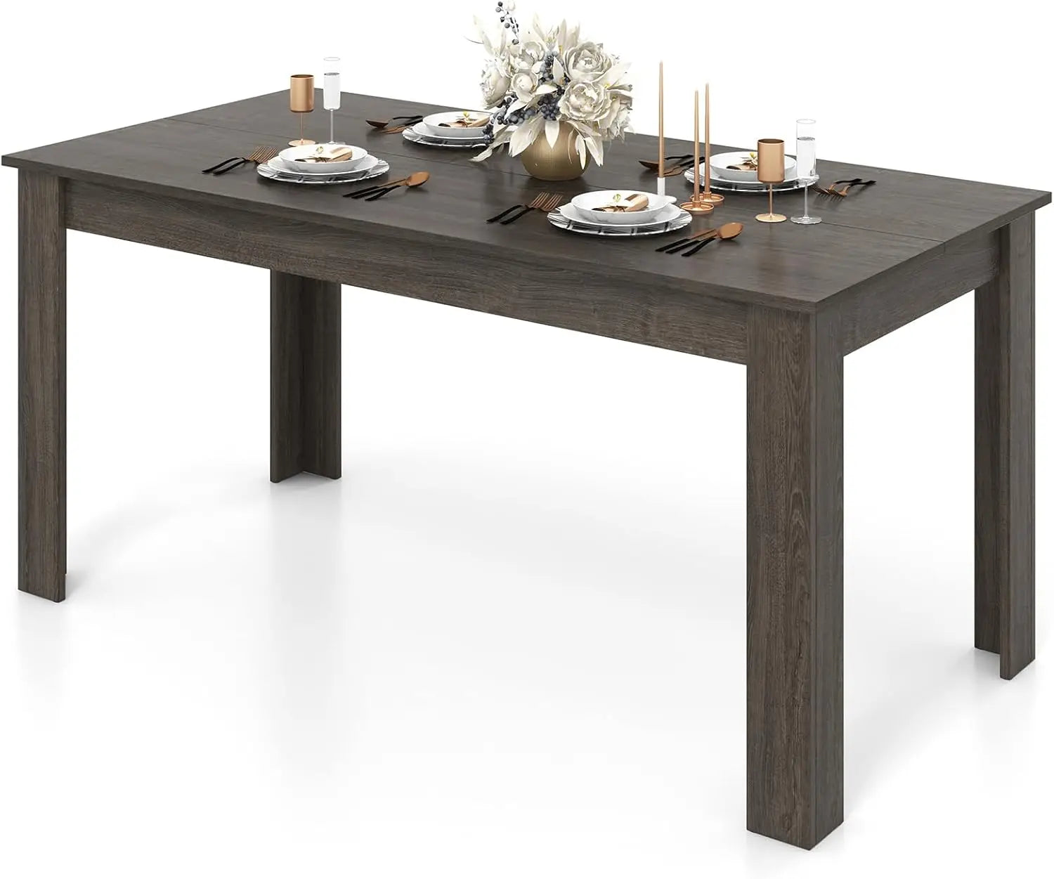 Dining Table, 63" L x 31.5" W x 30" H Large Farmhouse Center Table with 330LBS Capacity, Kitchen Table for Living Room,