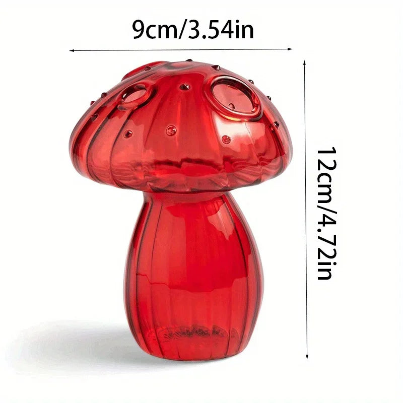 Glass Colorful Mushroom Vase Nordic Style Indoor Home Decor Hydroponic Plant Flower Arrangement Ornament Room Desktop Decoration