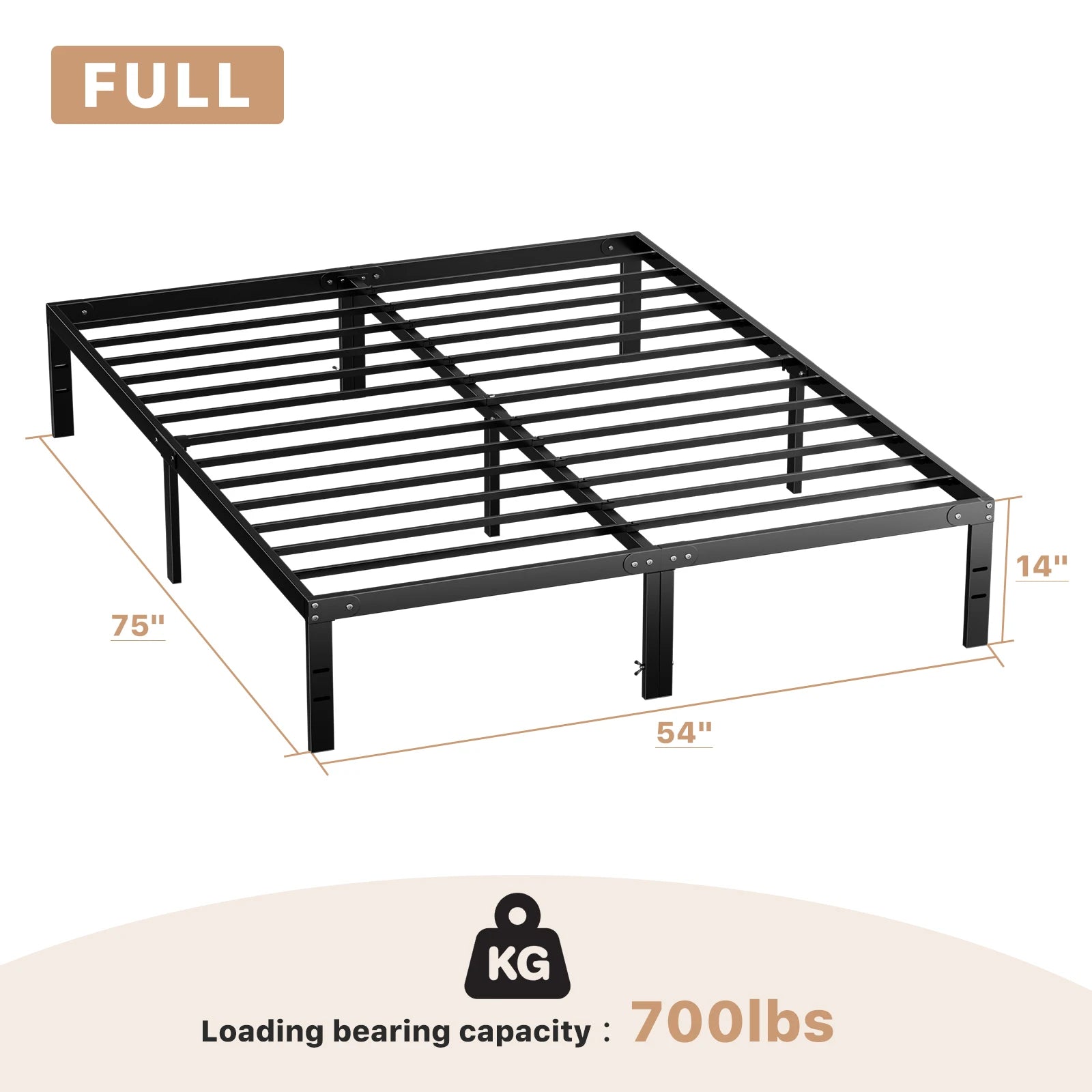 Metal Platform Bed Frame – Twin / Full / Queen / King with Under-Bed Storage