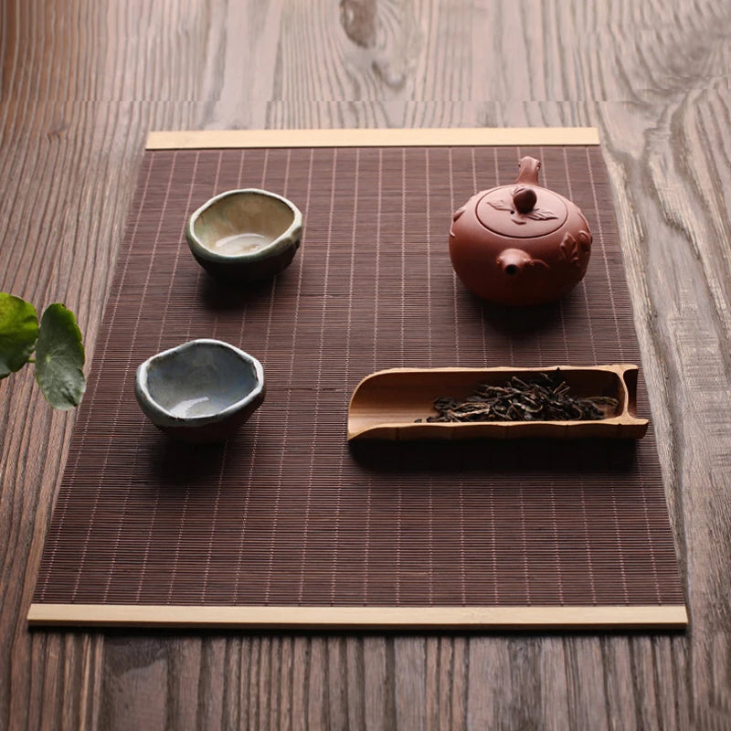 Natural Bamboo Table Runner Placemat Tea Mats Table Placemat Pad Heat Pad Japanese Style Coaster Home Cafe Restaurant Decoration