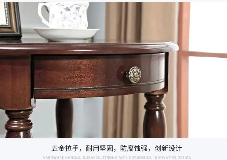 American Small Coffee Table Wooden Side Sofa Side Cabinet Small Round Table Living Room Telephone Casual Coffee Table