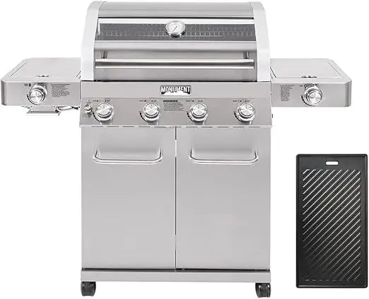 Stainless Steel 4-Burner Propane Gas Grill with Infrared Side Sear and Side Burners