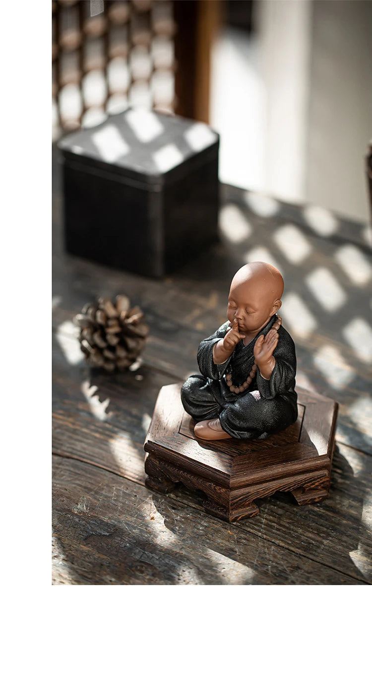 Ceramics Four Not Small Monk Statue Ceramic crafts Chinese characteristic decoration luxurious Home, Study, office accessories