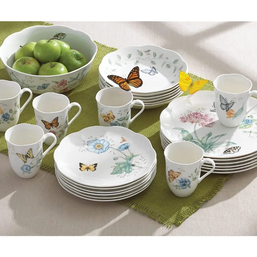 Butterfly Meadow 18-Piece Dinnerware Set White