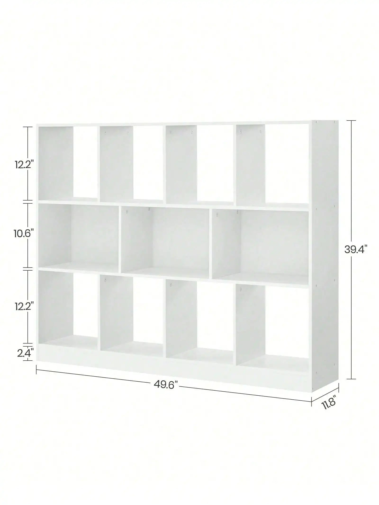 White Bookshelf with 11 Storage Compartments – Multi-Purpose Storage Shelf