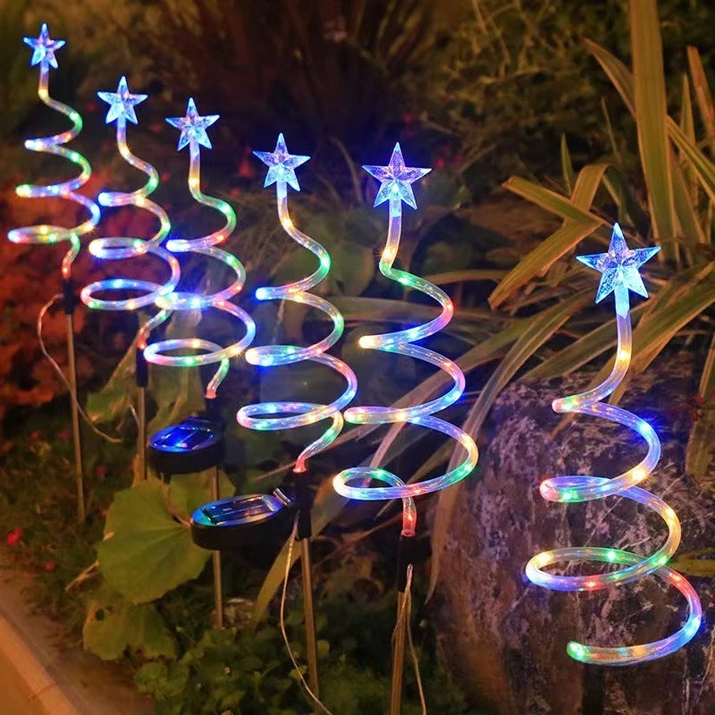 Led Solar Floor Insert Lights, Spiral Lights, Christmas Garden Lawn Camping Lights, Warm Light Atmosphere, Party Decorations