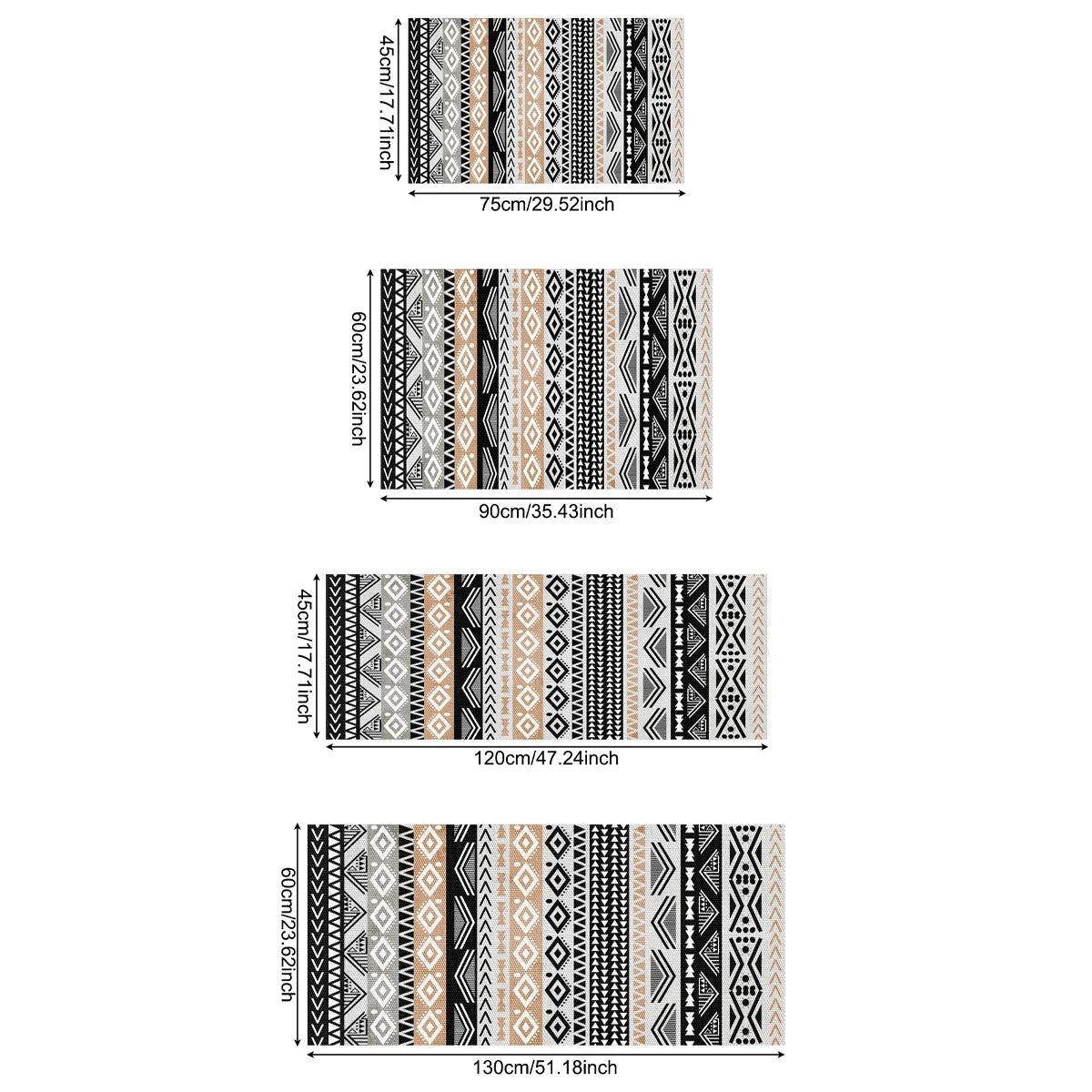 Woven Carpet Floor Mat – Black & Yellow Exotic Print with Tassels