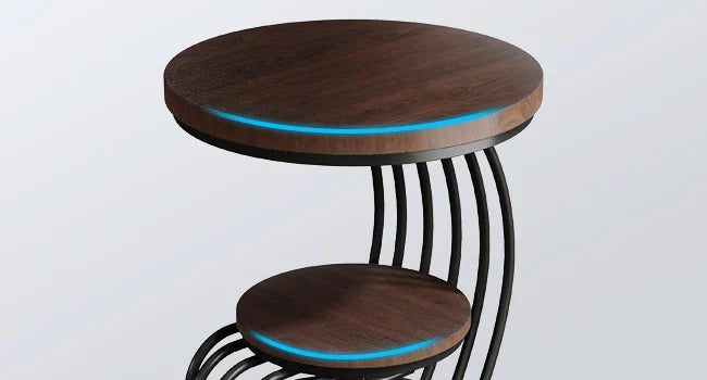 Round End Side Table: Side Table with 2 Tiers Storage Shelves, Vintage End Table for Living Room, Small Bedside Table Accent Tab