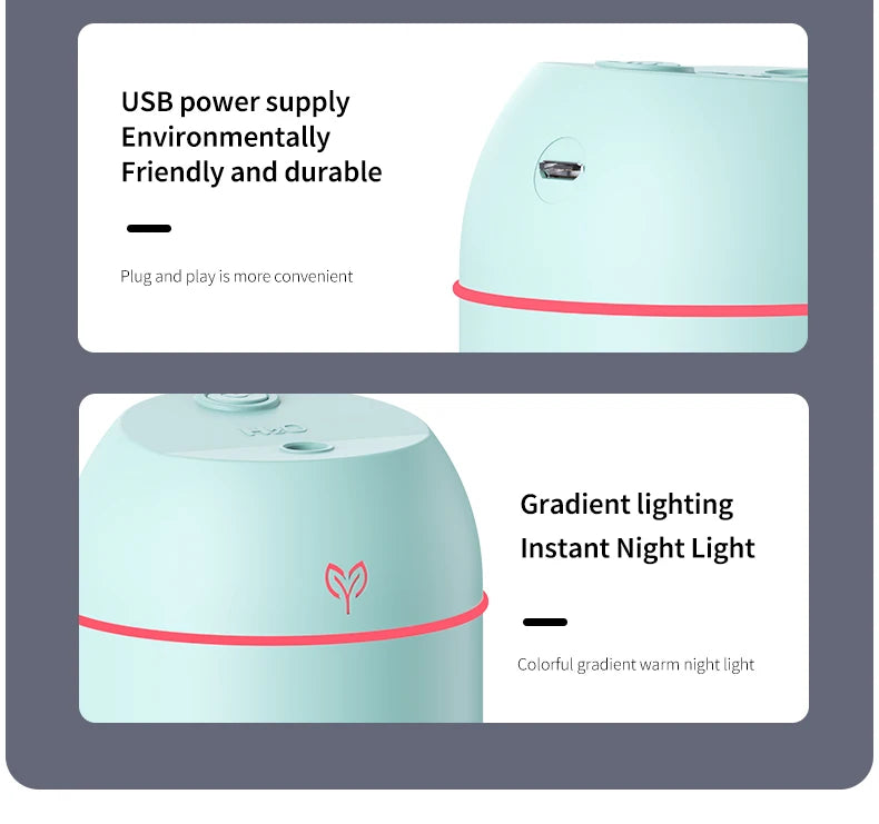 200ML Air Mini Humidifier Portable USB Aroma Essential Oil Diffuser Car Purifier Mist Maker LED Lamp Lighting For Home Bedroom