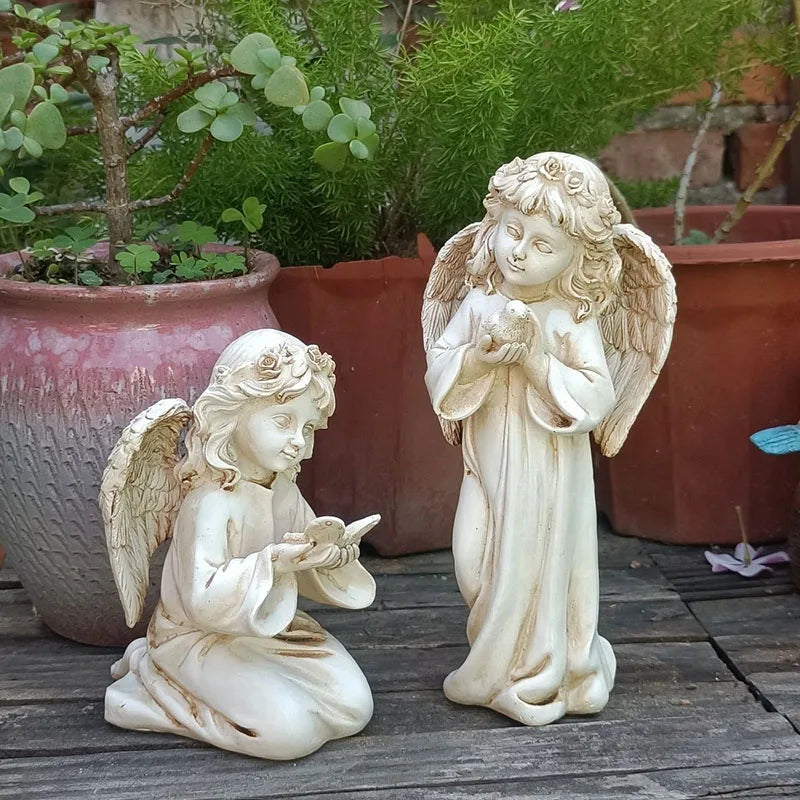 Outdoor Vintage Girl Prayer Angel Figurines Resin Ornaments Garden Balcony Statue Decoration Courtyard Villa Sculpture Crafts