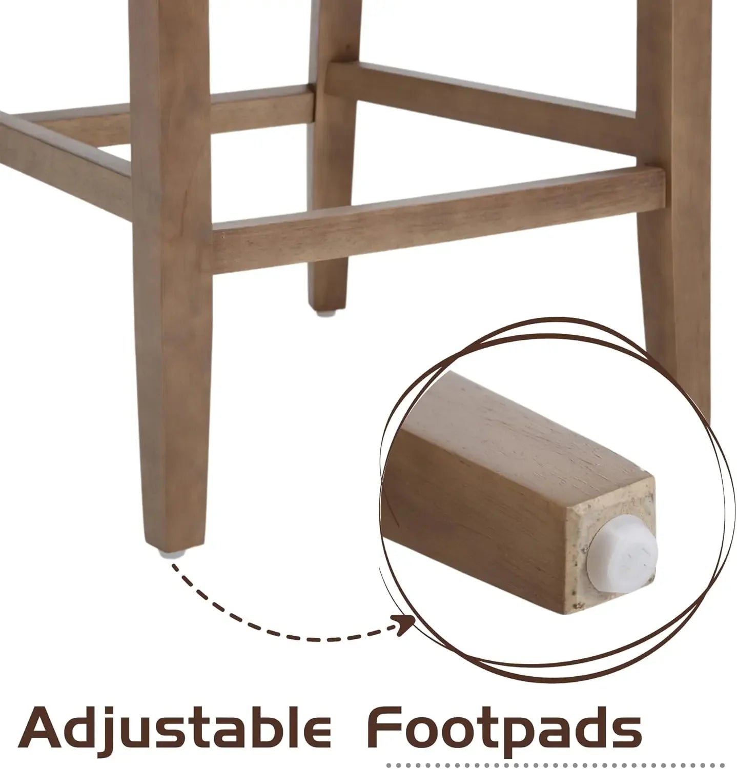 Farmhouse Counter-Height Bar Stools – Linen Upholstered with Open Back (Set of 4, Beige)