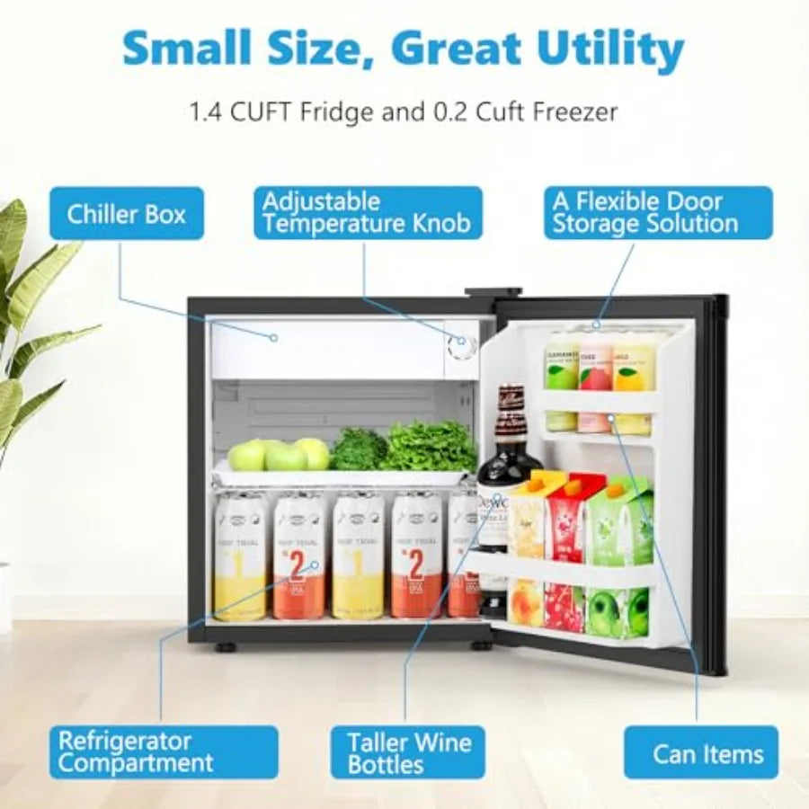 Compact Refrigerator with Freezer – 1.6 Cu.Ft (Stainless Steel)