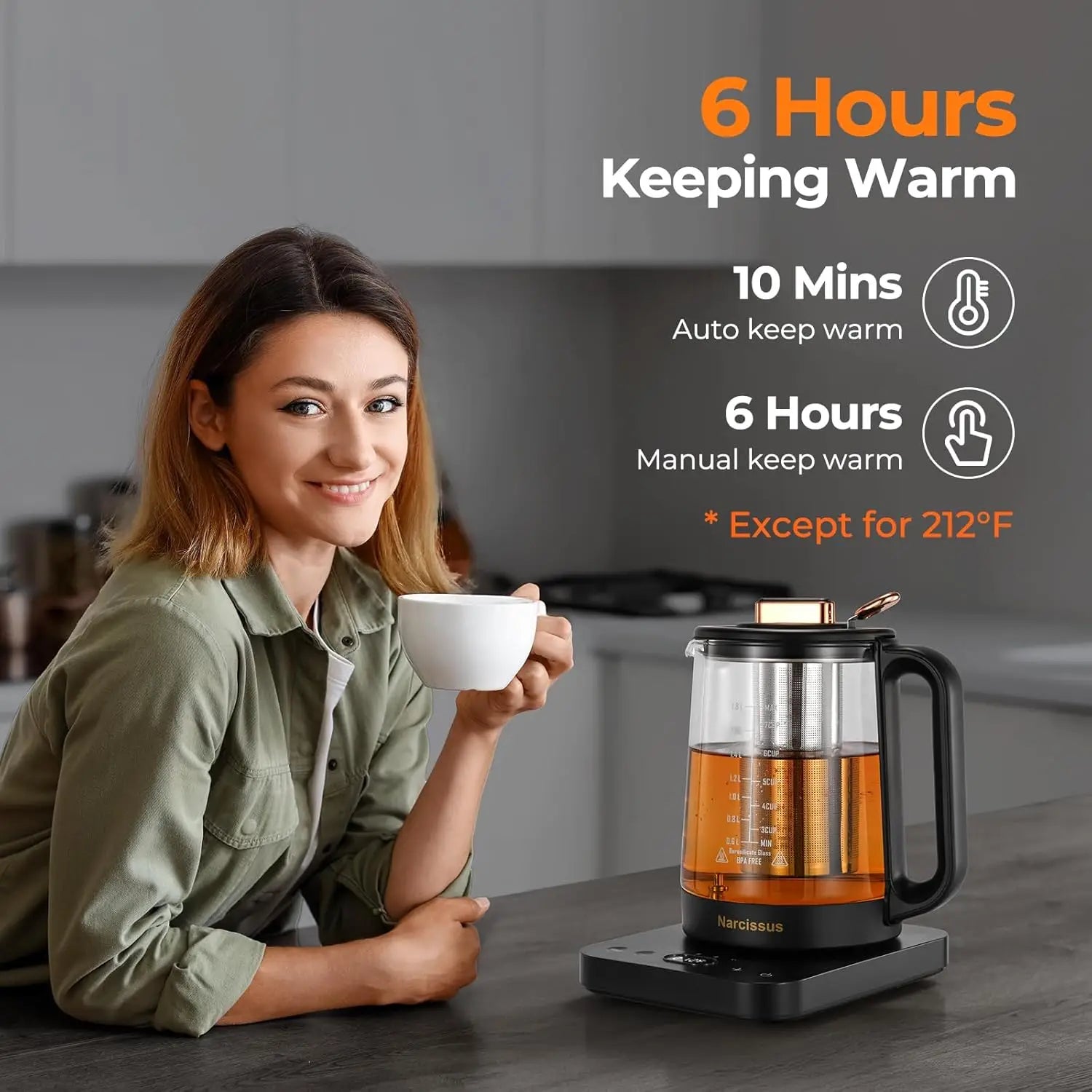 Electric Glass Kettle with Temperature Control – 1.8L