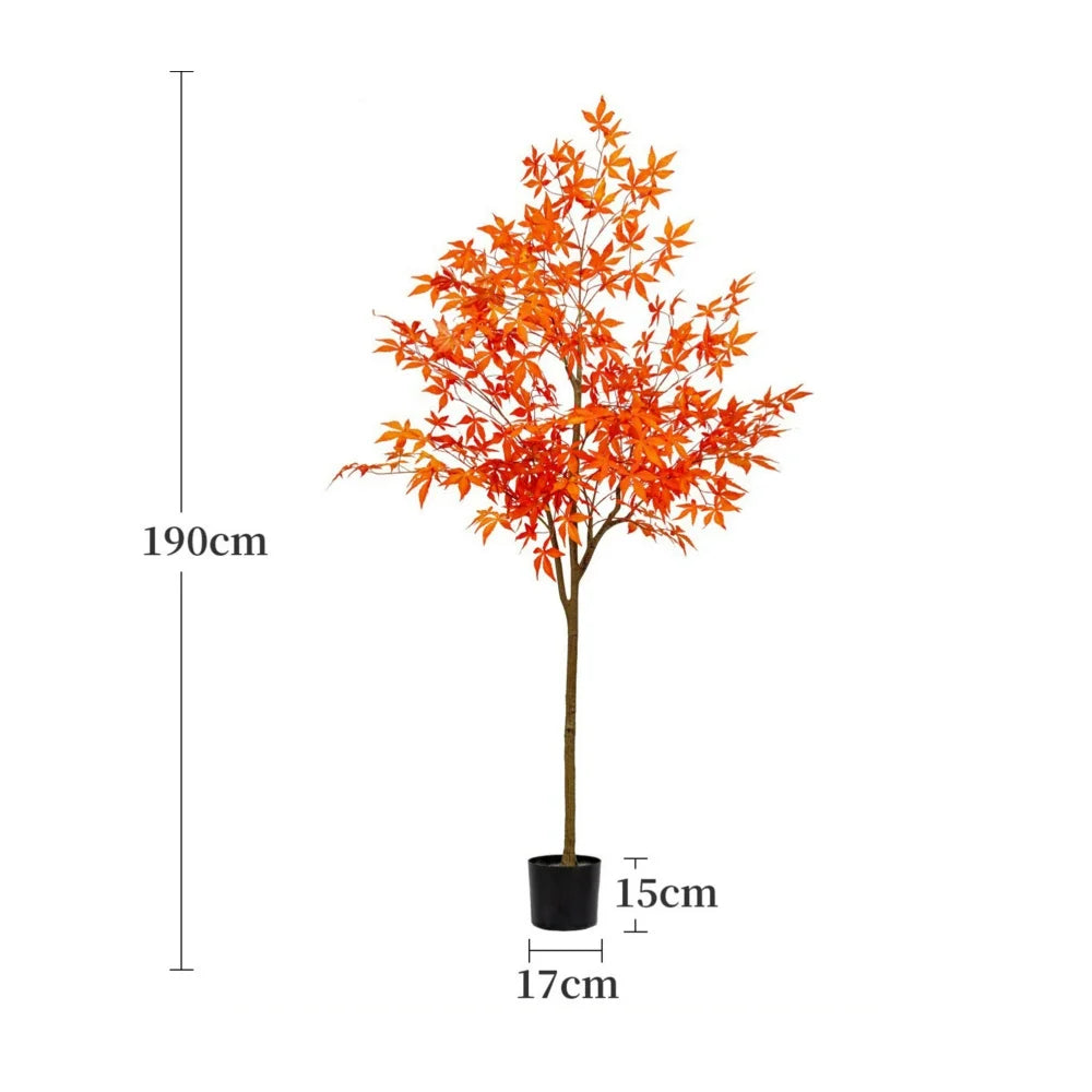 Artificial Maple Tree Red Maple Fake Tree Large Indoor Potted Plant Home Living Room Window Display Decoration Floor Greenery