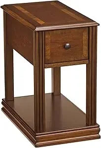 Ashley Breegin Chair Side End Table, 1 Drawer, 1 Fixed Shelf, Veneers, Wood, , 13.13" W x 22.13" D x 23" H, Brown