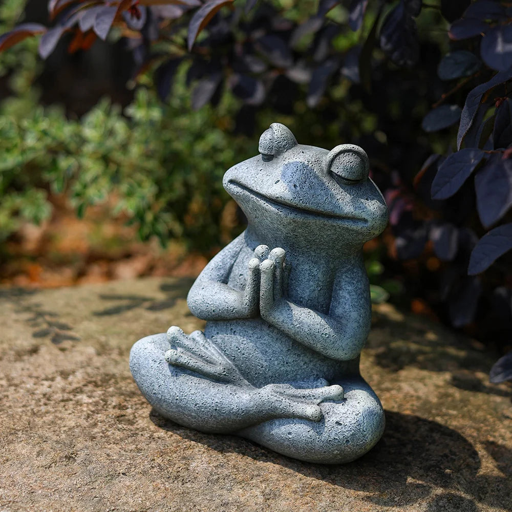 RAKKS Frog Garden Decoration Resin Animal Crafts Meditation Meditation Statues Outdoor Patio Lawn Decoration Pieces