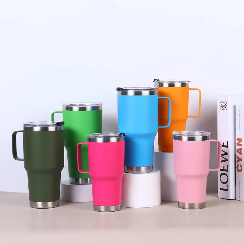 Steel Handle Vacuum Tumbler – 20oz / 30oz Double-Wall Insulated Cup