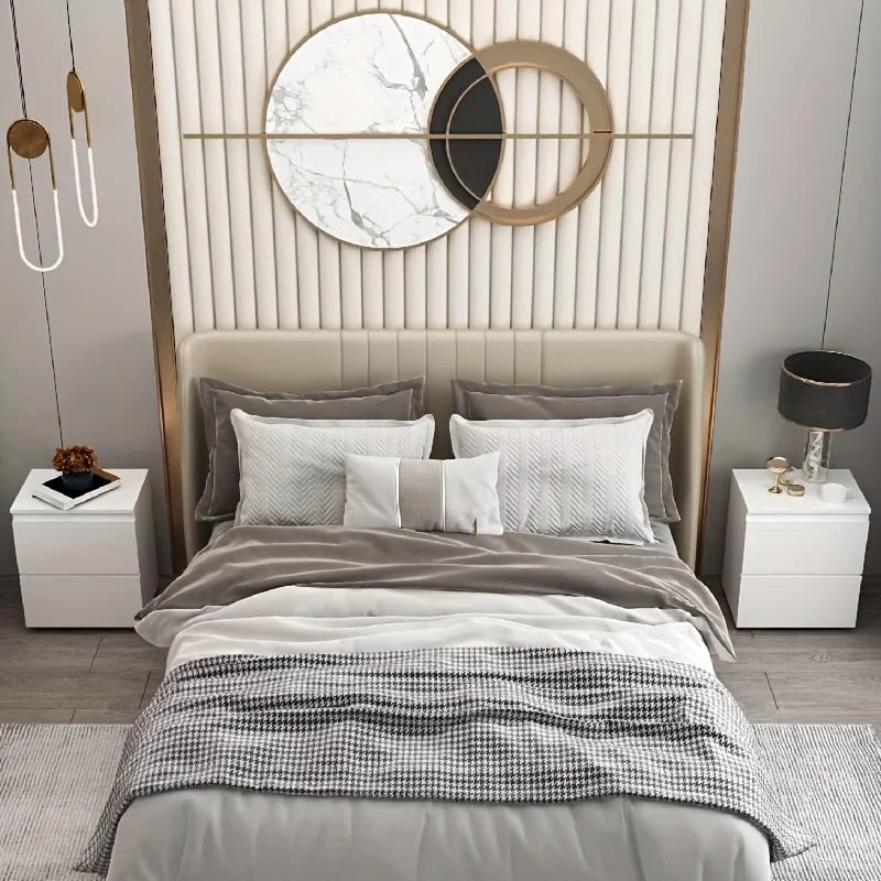 1pc/2pcs White Nightstand with 2 Drawers Small Wooden Bedside Table Storage Bed Side Table End Table Storage for Bedroom.