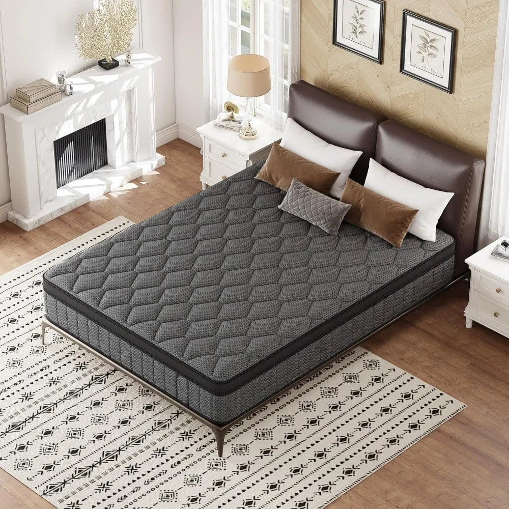 Mattress 14 Inch Hybrid Mattress in a Box，Medium Firm Mattresses with Gel Memory Foam & Pocket Springs, Pressure Relief