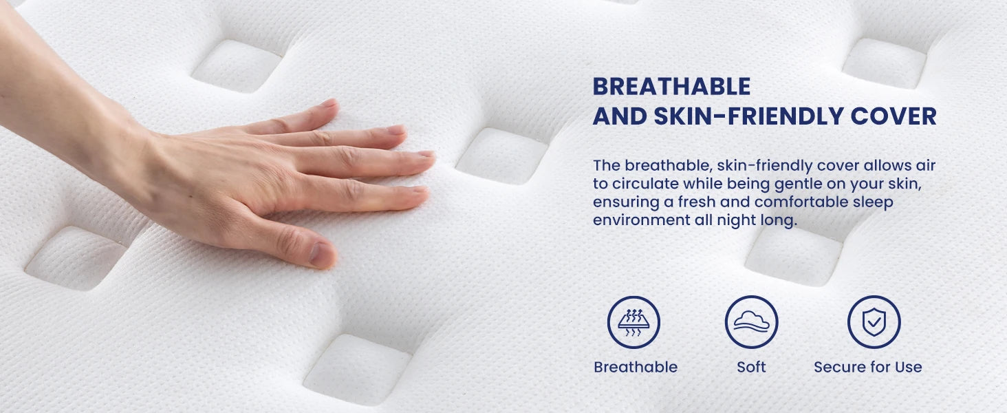 BedStory 12 Inch Full/King Hybrid Gel Memory Foam Mattress, Queen Size Mattress with Breathable Fabric for Comfortable Sleep