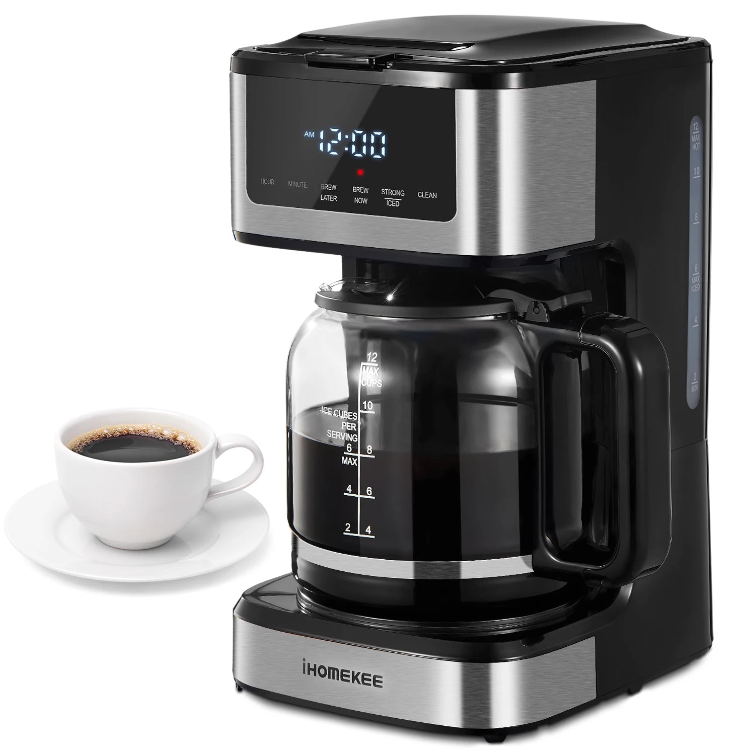 Programmable 12-Cup Drip Coffee Maker with Iced Coffee Function & Touch Screen