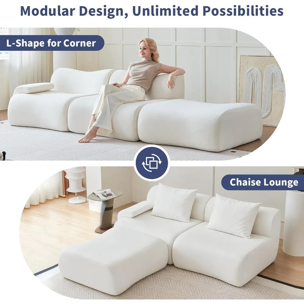 Modular 114 Sectional Sofa for Living Spaces, Boneless Couch in Box, Memory Foam Couches for Apartments, Cloud-Like Comfort