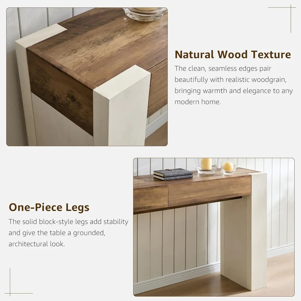 OKD Modern Entryway Console Table, Sofa Table with Drawers, 63 Long Hall Table Behind Couch, Thick Wood Design for Living Room,