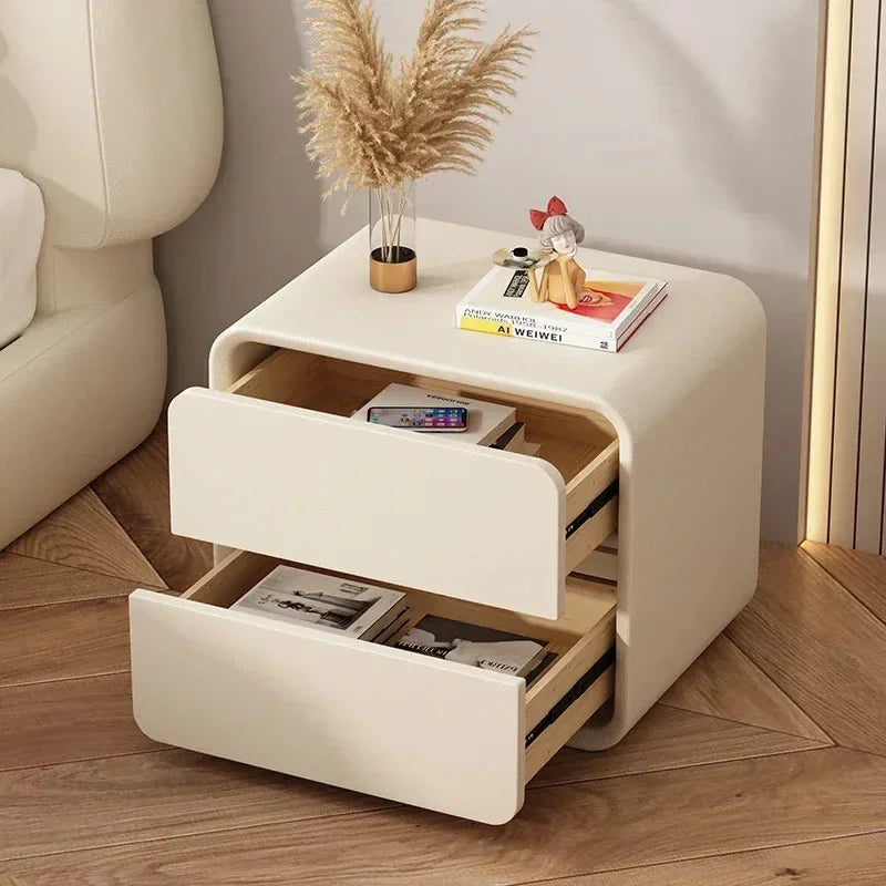 Creative Bedside Table Free Installation Modern Style Solid Wood Bedroom Nightstands Storage Cabinet Hotel End Table