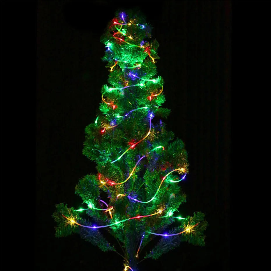 LED Solar Strip Rope Tube Fairy Light Solar Powered Garland String Light Christmas Decor for Outdoor Garden Lawn Tree Yard Fence