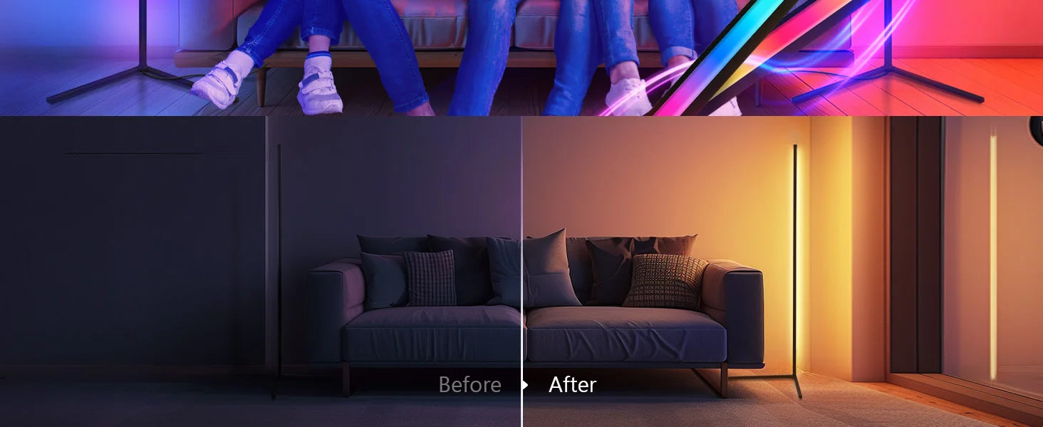 Smart LED Floor Lamp RGB Remote & APP Control Music Sync Corner Lighting Timer Mood Standing Lamp for Living Room Gaming