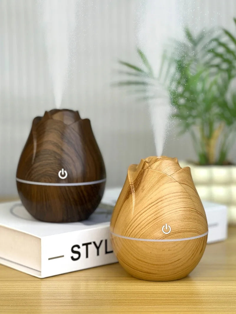 Rose wood grain humidifier USB car silent bedroom water replenishment colorful gradient light aromatherapy machine