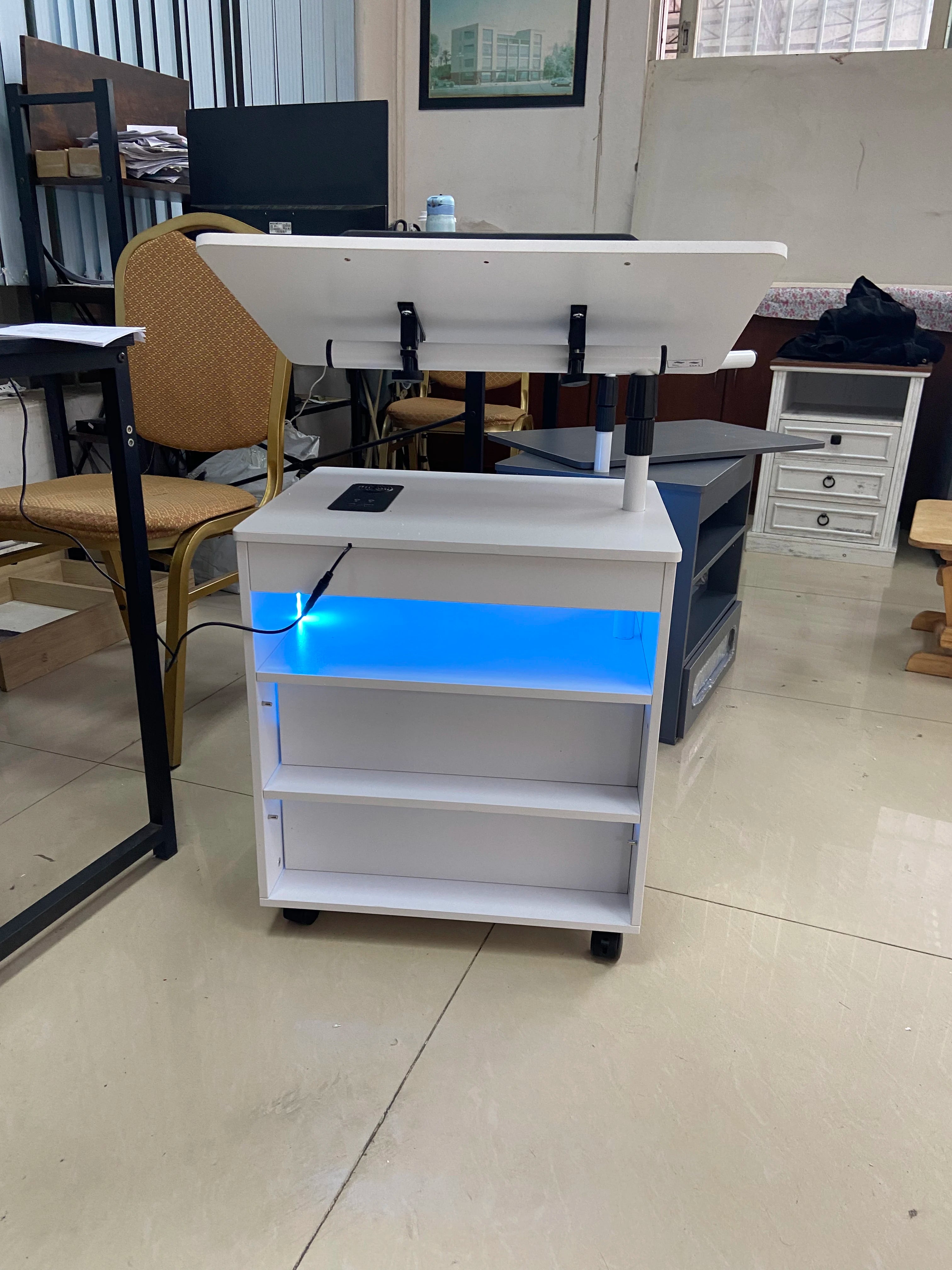 Nightstand with Wireless Charging Station, LED Nightstand Has Adjustable Rotary Workstation,Smart Night Stand