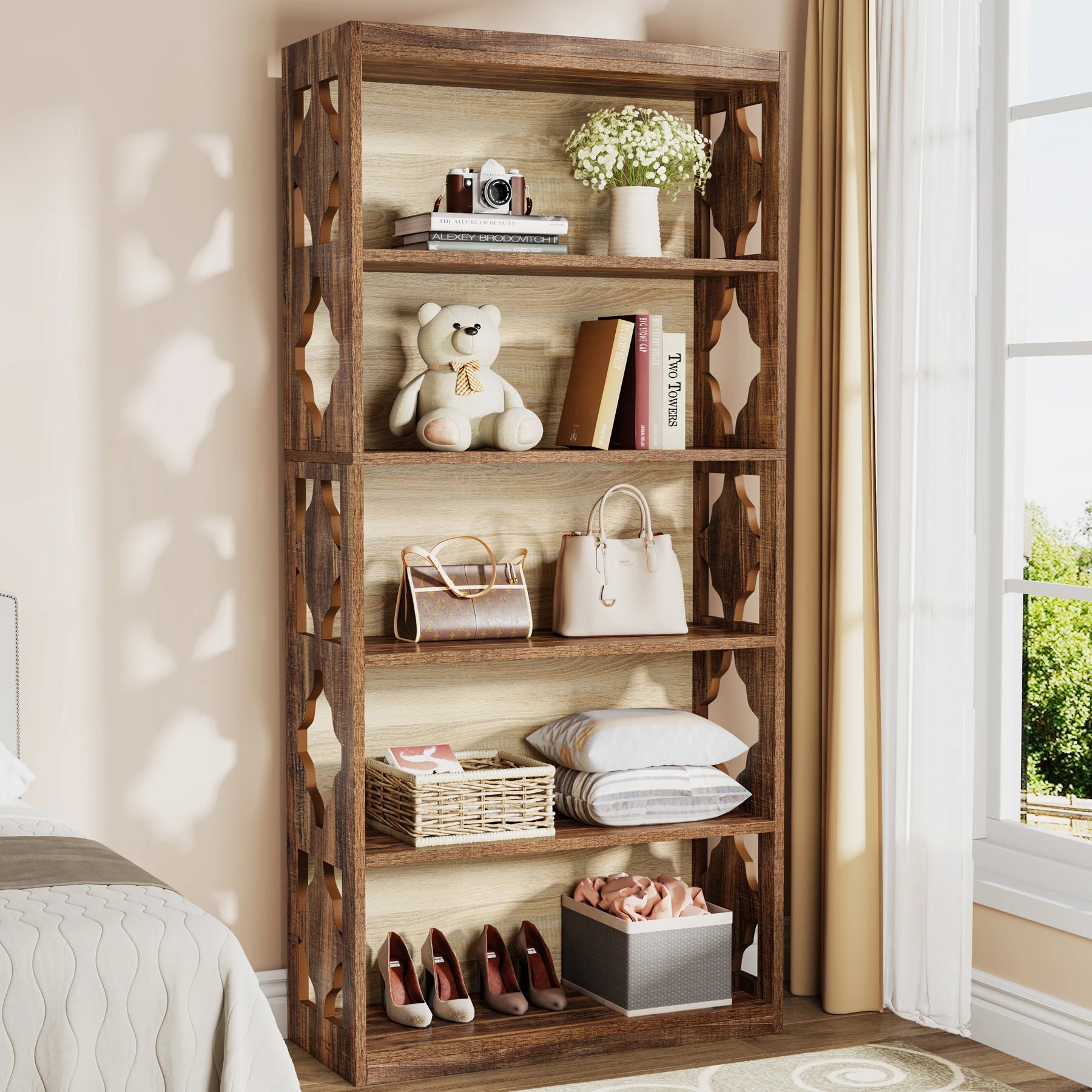 Tribesigns 6-Tier Industrial Bookcase – 71″ Floor-Standing Display Storage Shelf