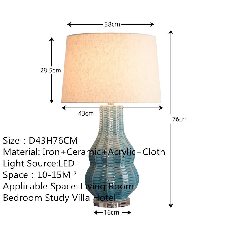 Contemporary Luxury Ceramic Table Lamp LEDAmerican Retro Creativity Living Room Bedroom Study Villa Hotel Bedside Desk Light
