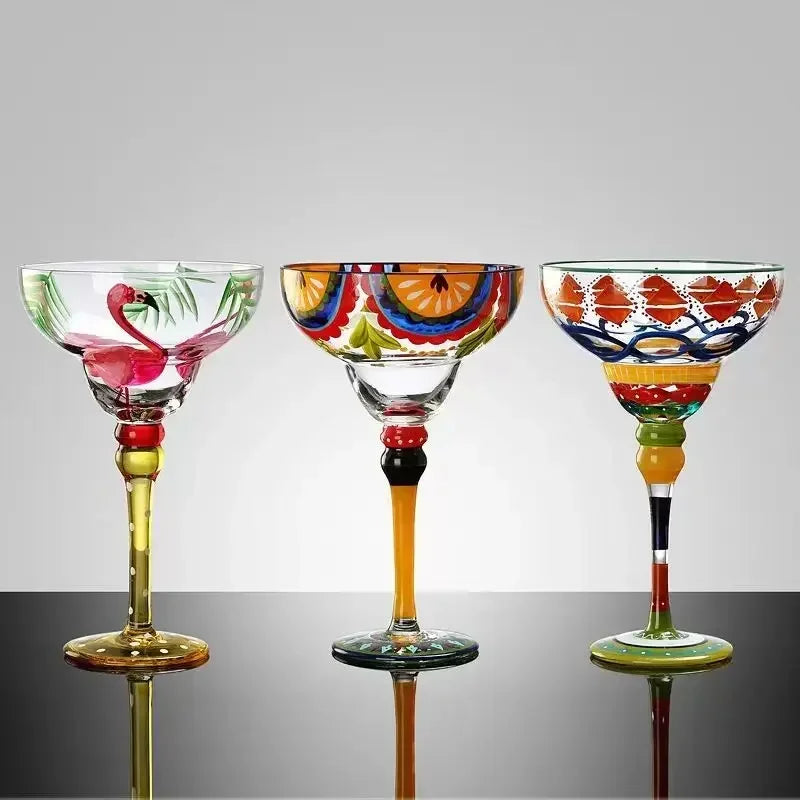 360ml Colorful Margarita Glasses Set Champagne Cocktail Cups Handmade Barware Elegant Home Bar Drinkware Wedding Party