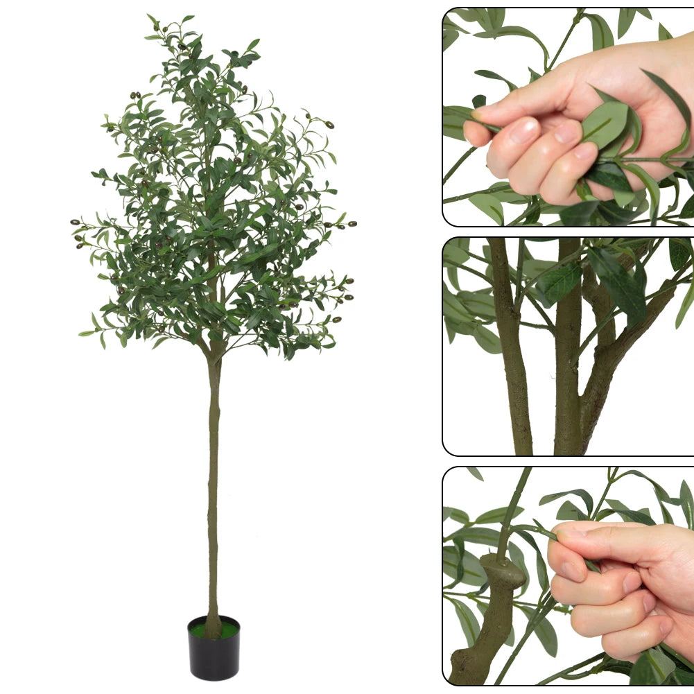 Artificial Olive Tree Faux Olive Tree 5ft/6ft/7ft Tall Artificial Tree Indoor Outdoor Potted Artificial Plants for Home Office