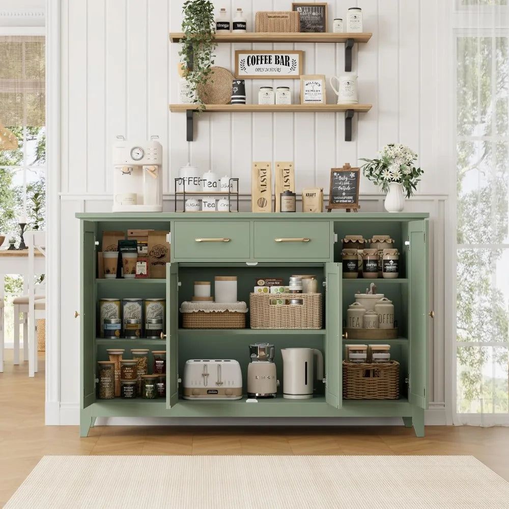 55" Buffet Cabinet with Storage, Kitchen Buffet Sideboard with Drawers, Large Storage Cabinet with Doors and Shelves