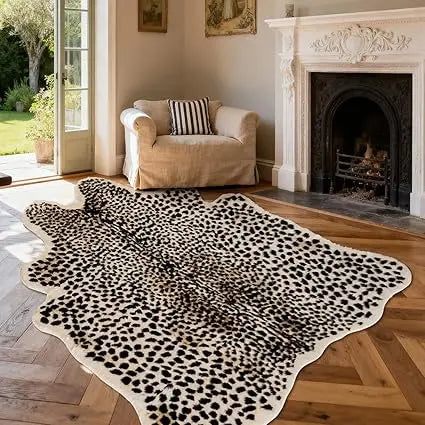 Leopard Print Rug, Cheetah Rugs Faux Cowhide Hide Skin Rug Animal Cheetah Printed Area Rug Carpet for Bedroom Livingroom Home Of