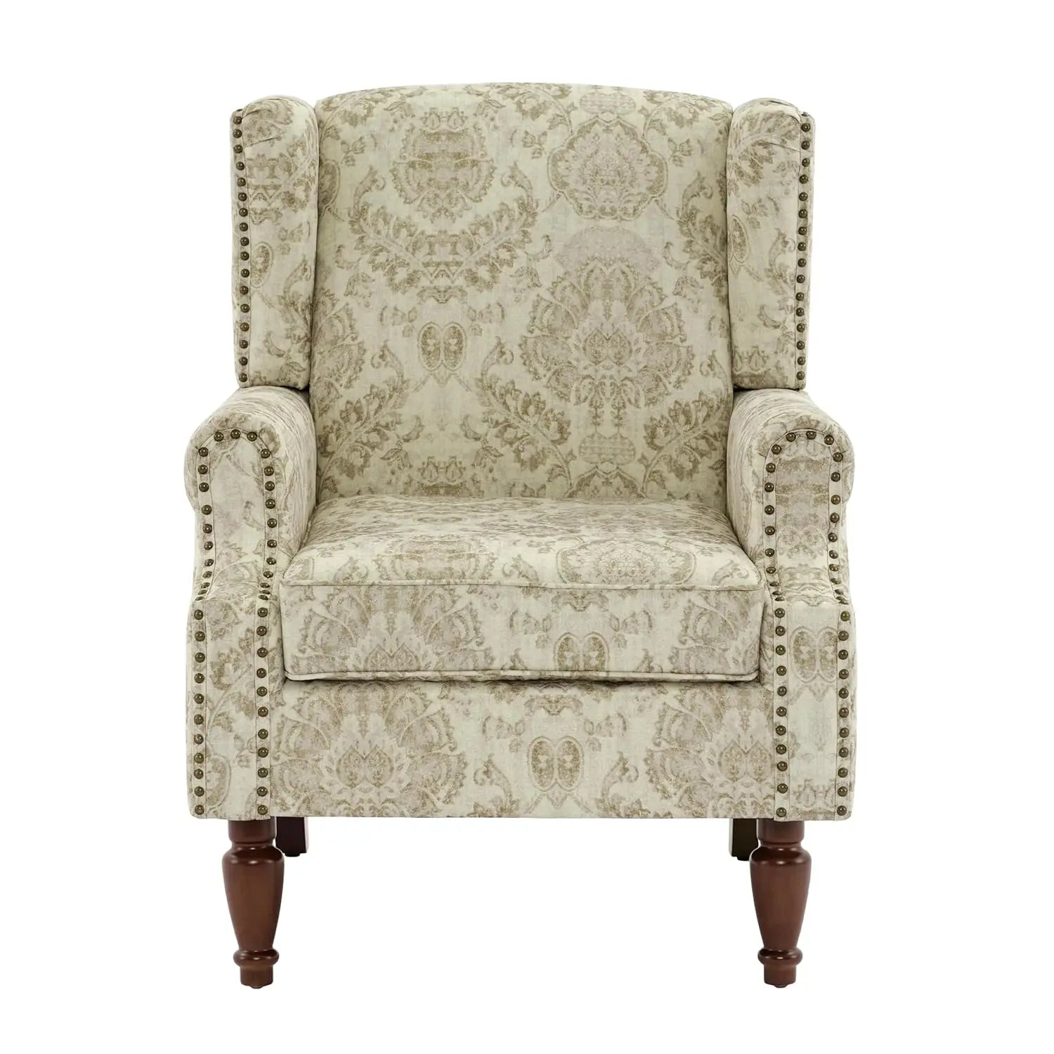 Floral Accent Chairs – Set of 2 High-Back Retro Wingback Armchairs