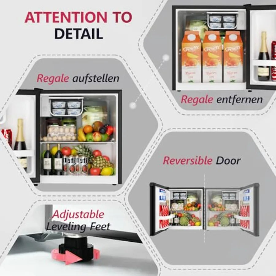 Mini Refrigerator with Freezer – 1.7 Cu.Ft (Reversible Door)