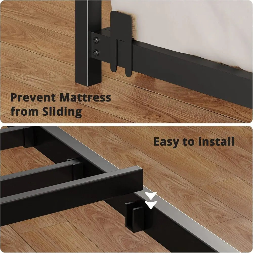 Metal Daybed with Trundle – Upholstered Headboard & Charging Station (Full / Twin XL)