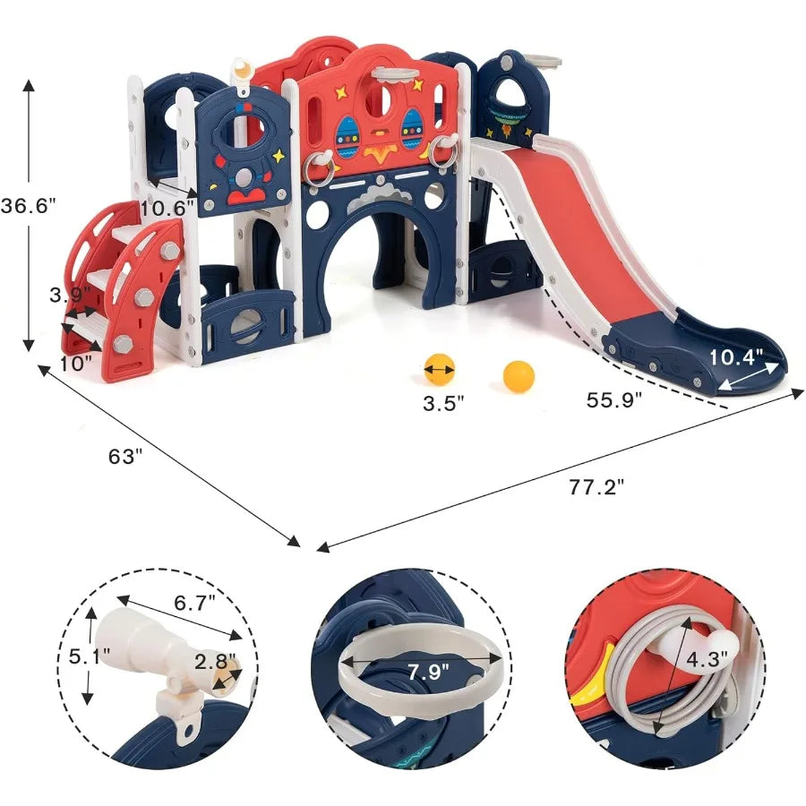 9-in-1 Castle Amusement Playground – Indoor & Outdoor Toddler Playset with Slide