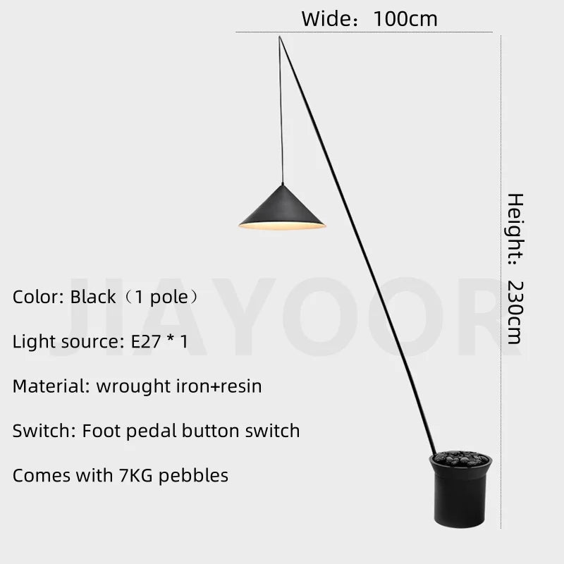 Nordic Floor Lamp Bedroom Living Room Black Standing Light Light Luxury Fishing Lamp Exhibition Hall Decoration Light LED Light