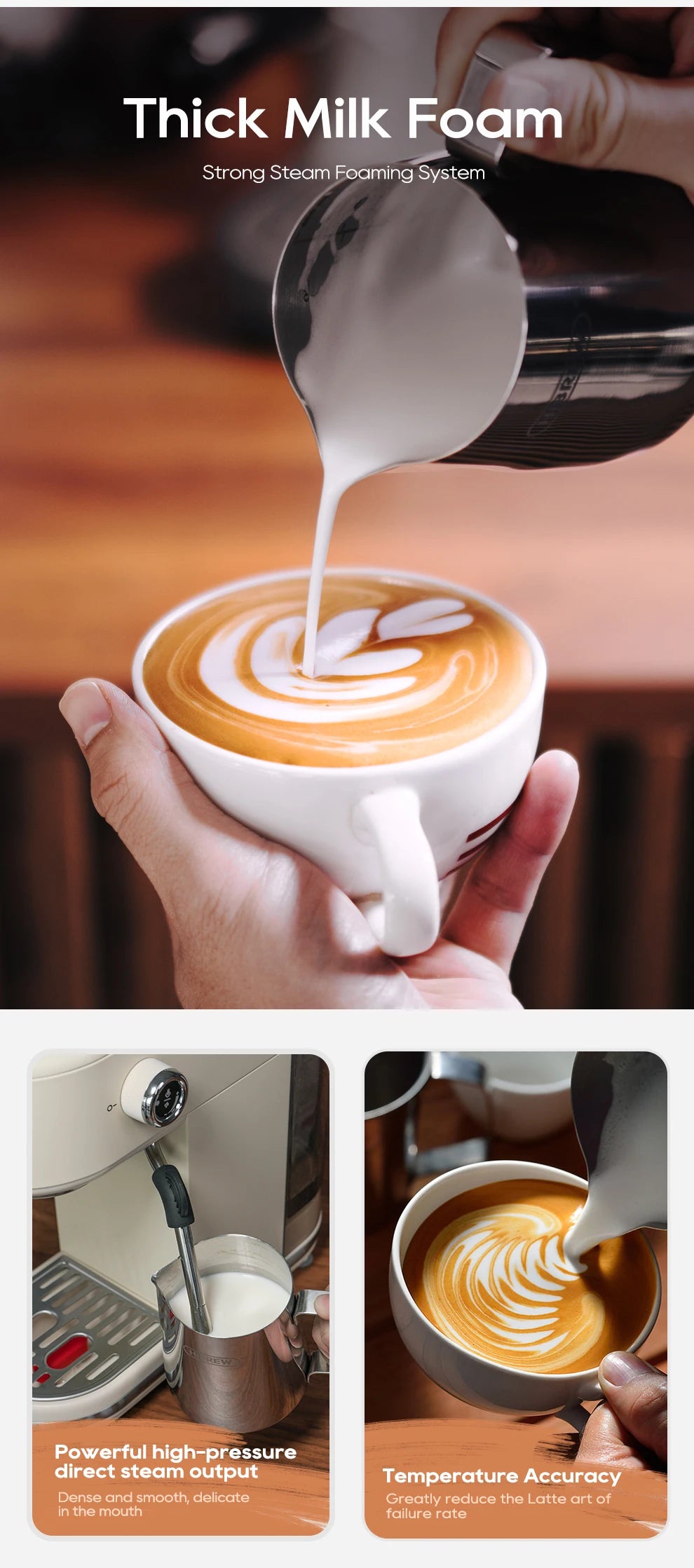 HiBREW 20 Bar Semi-Automatic Espresso Machine – Hot & Cold Cappuccino Maker (H10B)