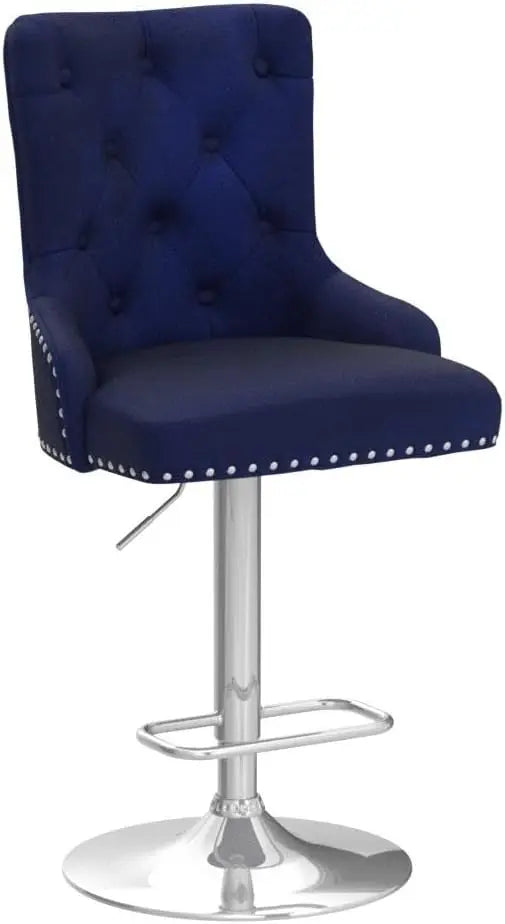 Modern Velvet Bar Stools with Back – Set of 2 Adjustable Swivel Counter Stools (Blue)
