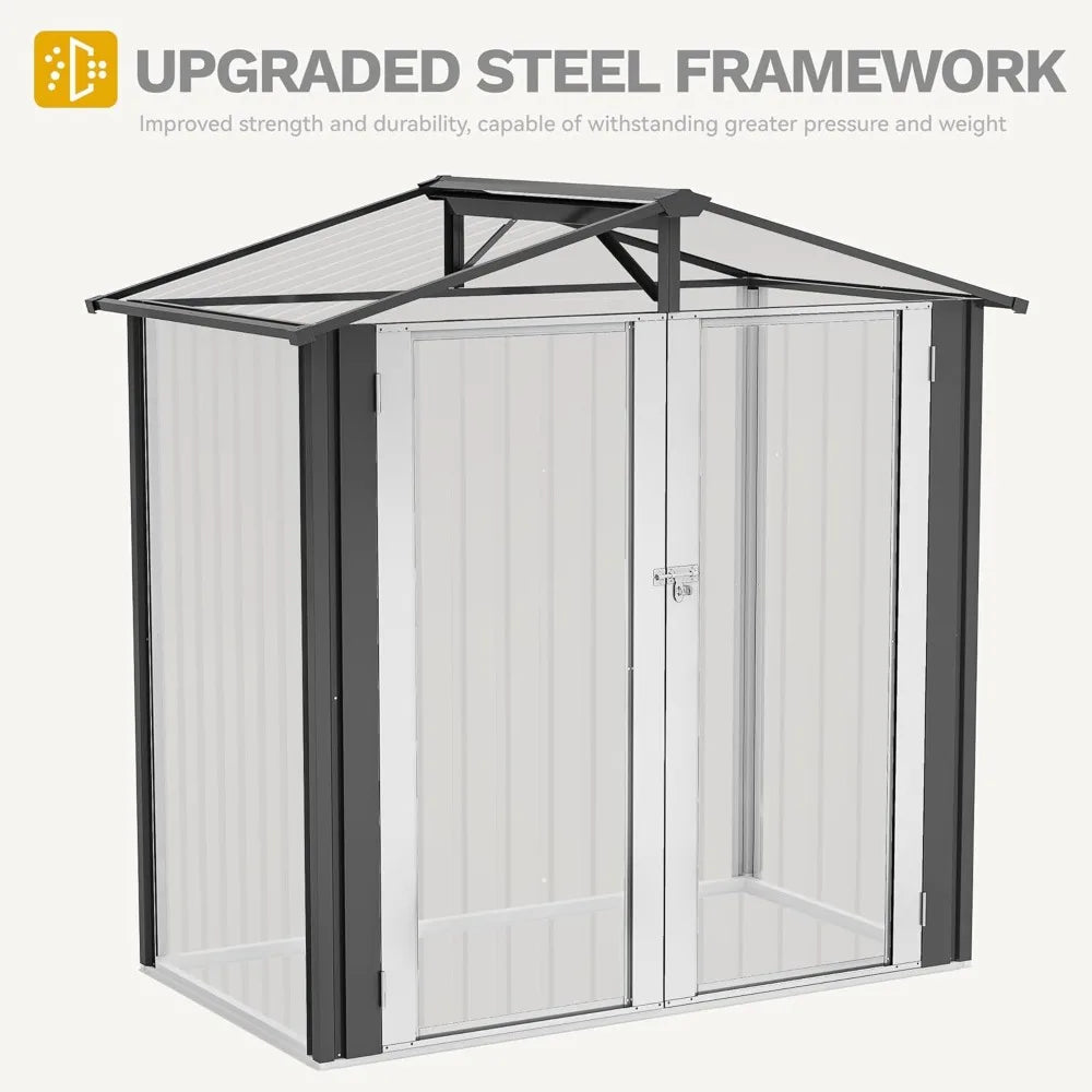 Outdoor Storage Shed 6x4ft - Weatherproof, Lockable, and Ventilated for Garden Tools and Equipment