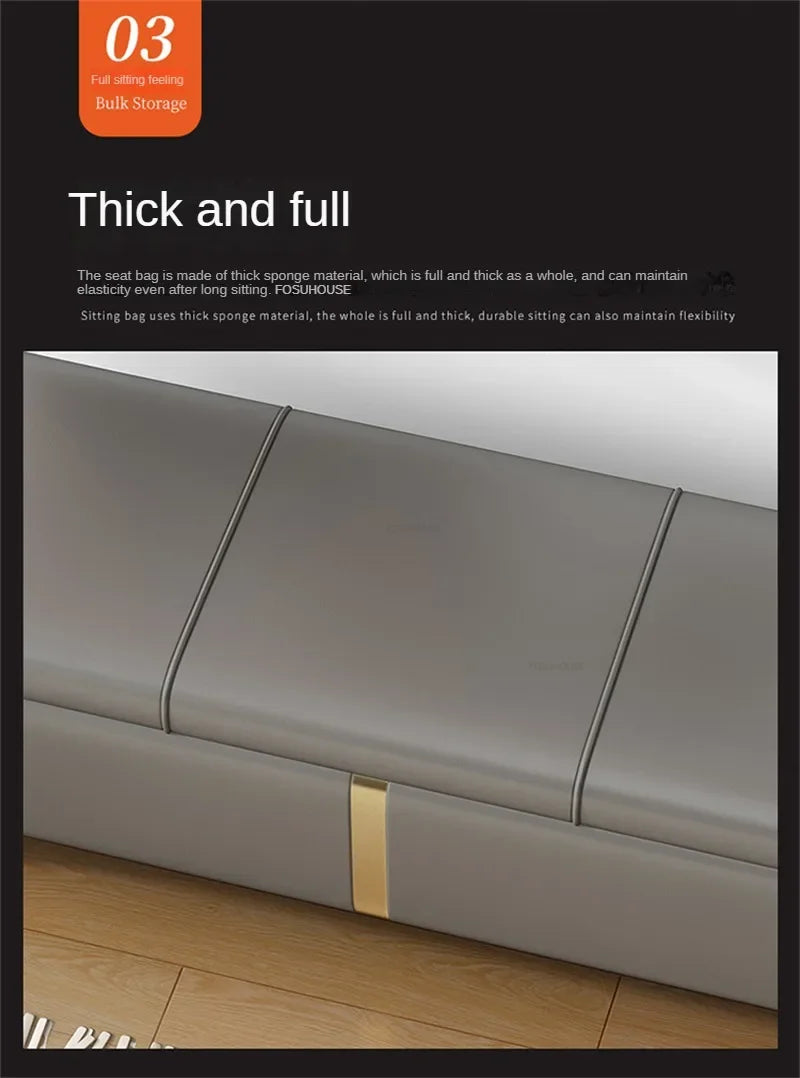 Nordic Shoe Changing Stool – European Style Storage Bench Ottoman