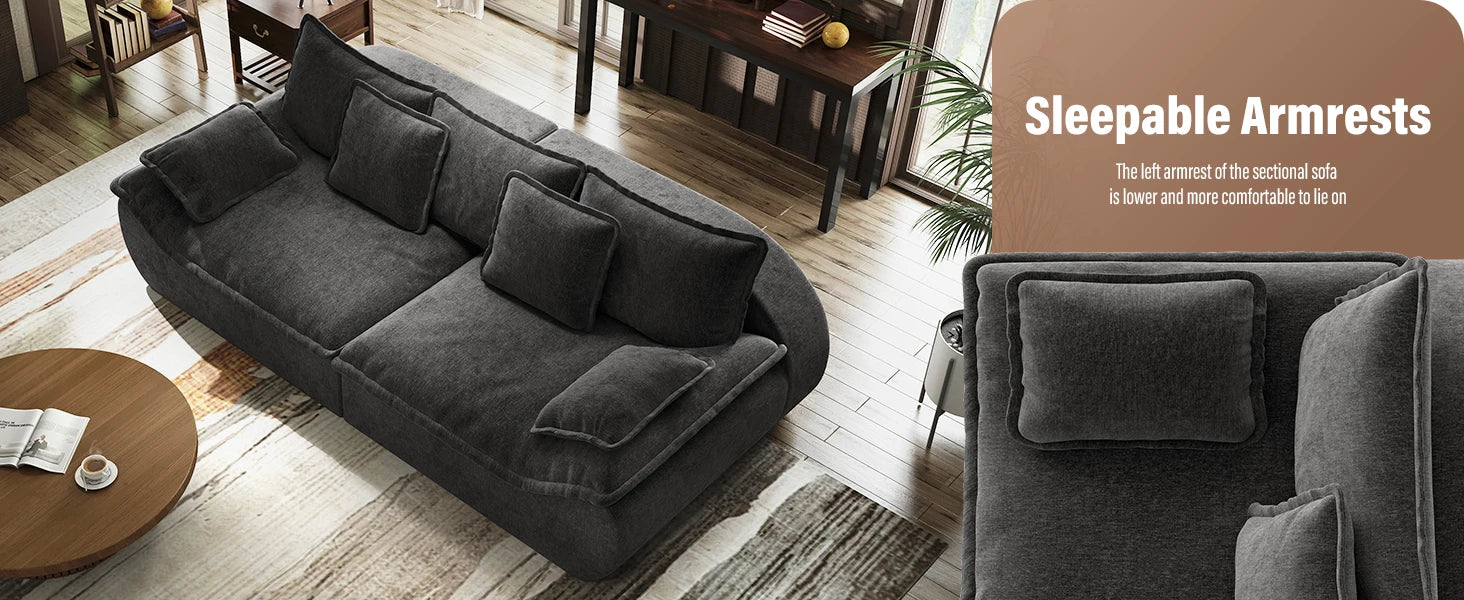 Sofa Couches 2-Seater Modular Sectional Sofa, 89''Comfy Loveseat with Throw, Deep Seat Small Sofa for Small Space