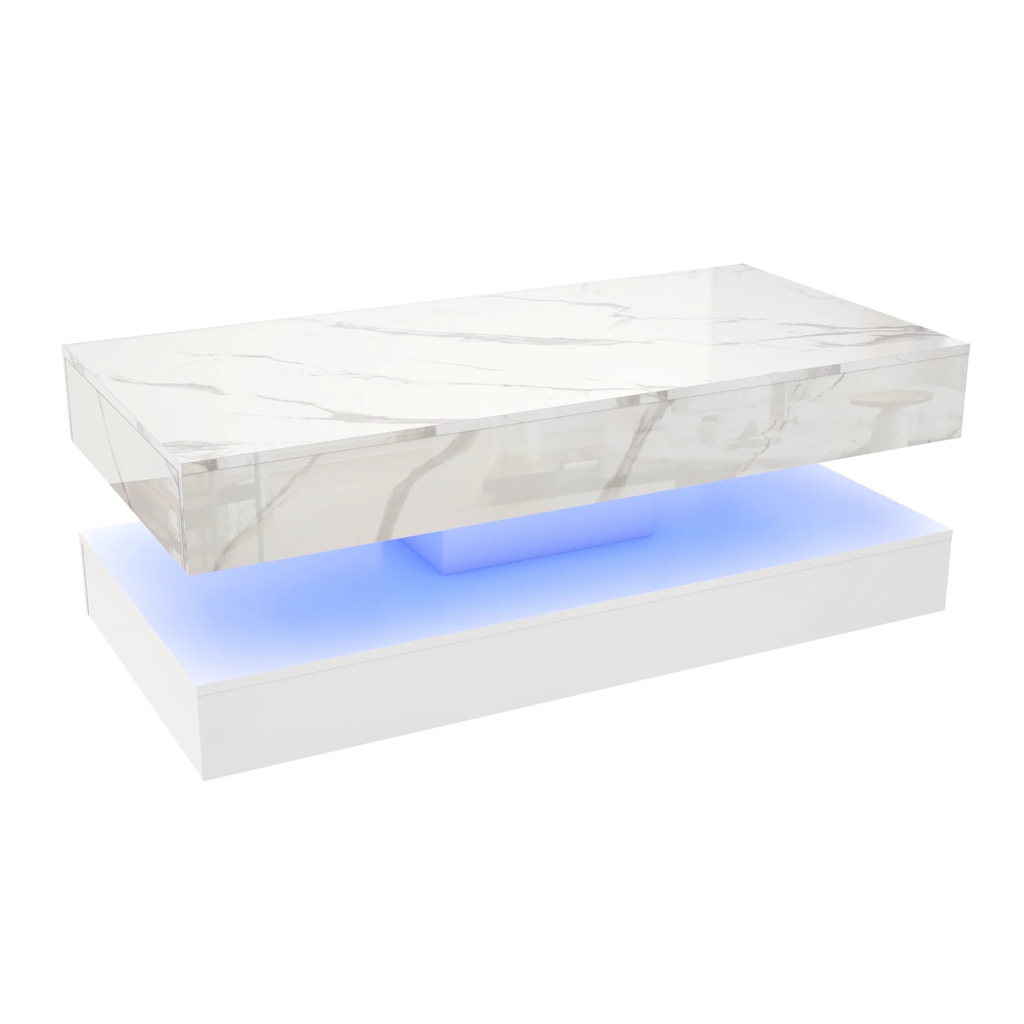 Modern LED Coffee Table with Double-Layer Design & Dual Storage Drawers
